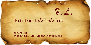 Heimler Lóránt névjegykártya